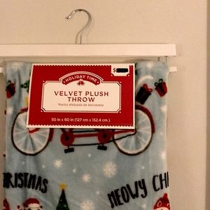 Velvet Plush Throw Fuzzy Blanket Meowy Christmas